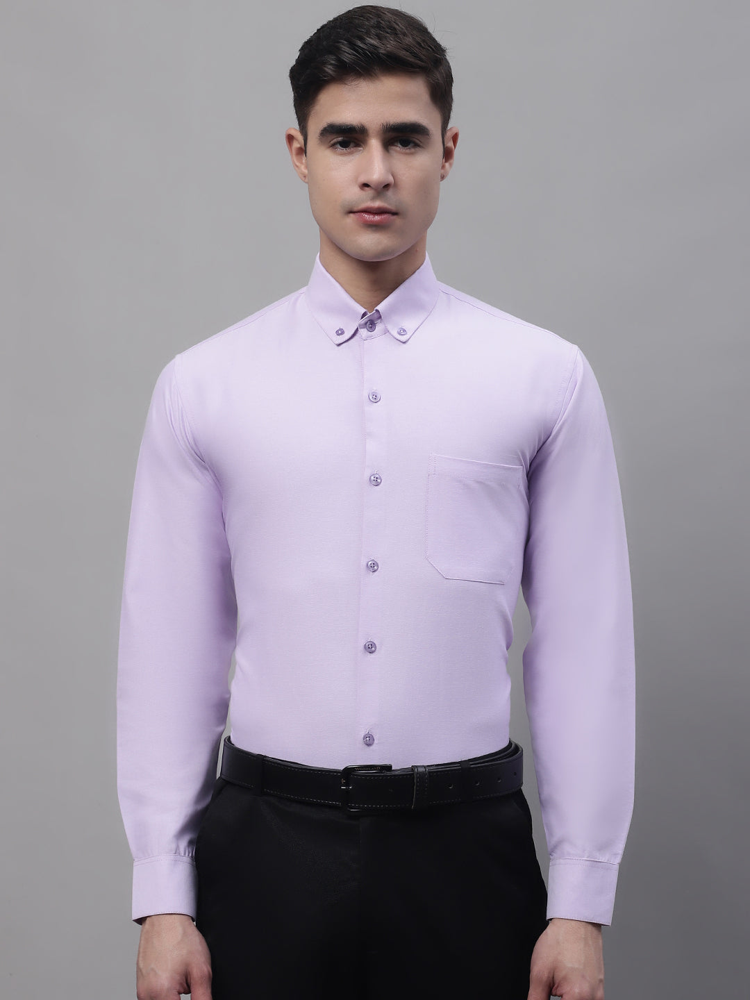 Men's Light Purple Cotton Solid Formal Shirt - Taantav