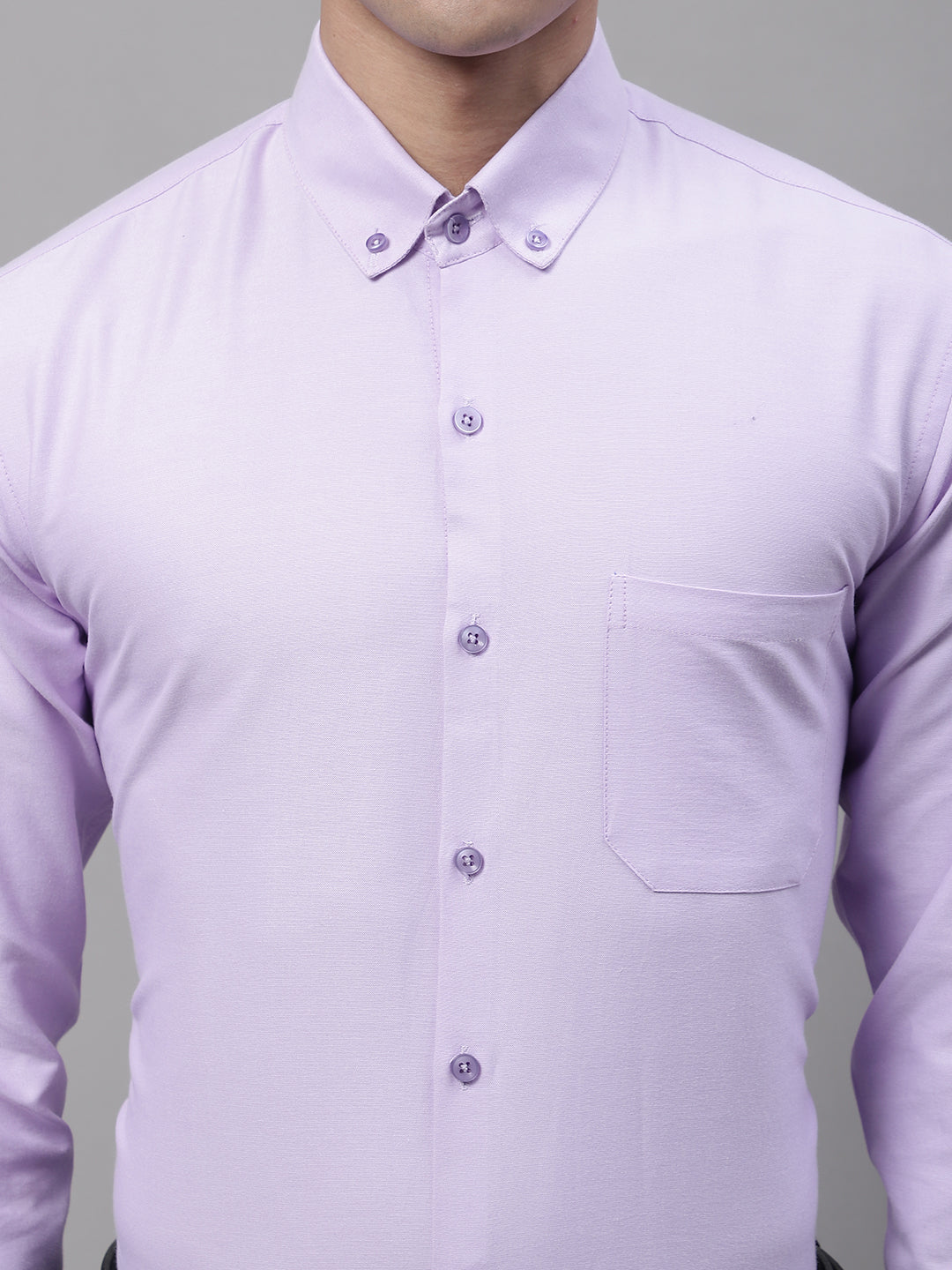 Men's Light Purple Cotton Solid Formal Shirt - Taantav