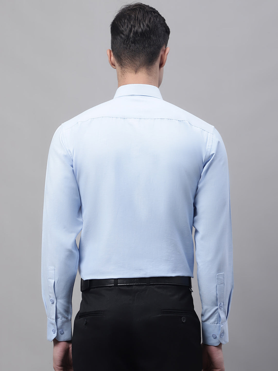 Men's Sky Blue Cotton Solid Formal Shirt - Taantav