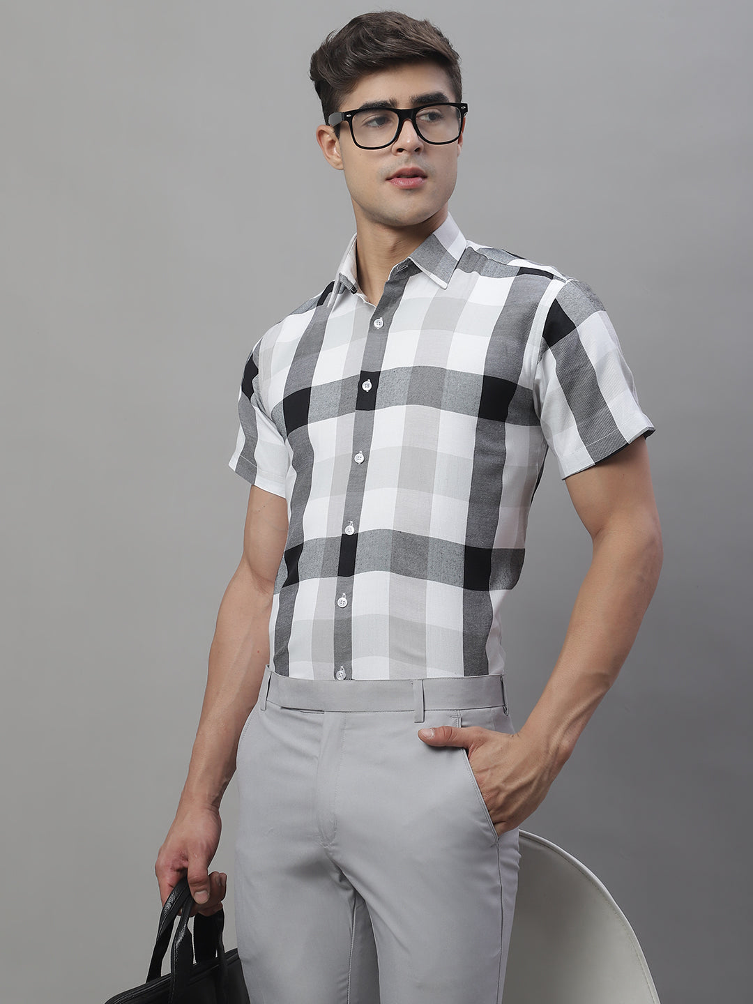 Men's Pure Cotton Checked Formal Shirts - Taantav