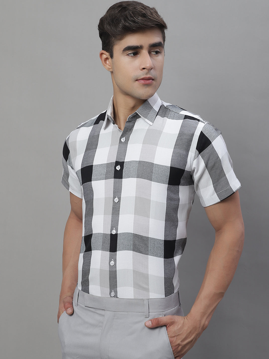 Men's Pure Cotton Checked Formal Shirts - Taantav