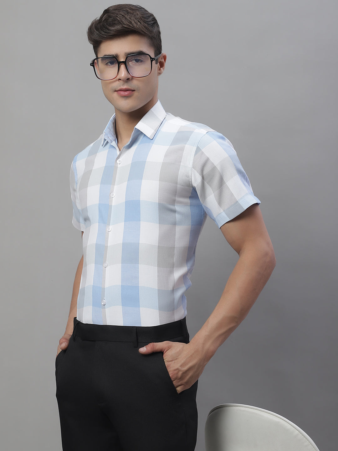 Men's Pure Cotton Checked Formal Shirts - Taantav