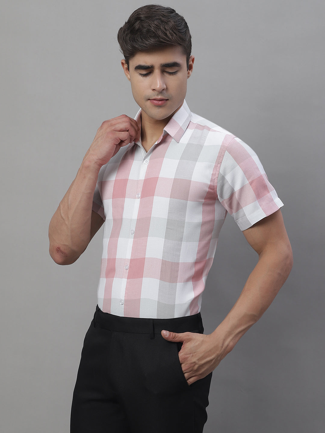 Men's Pure Cotton Checked Formal Shirts - Taantav