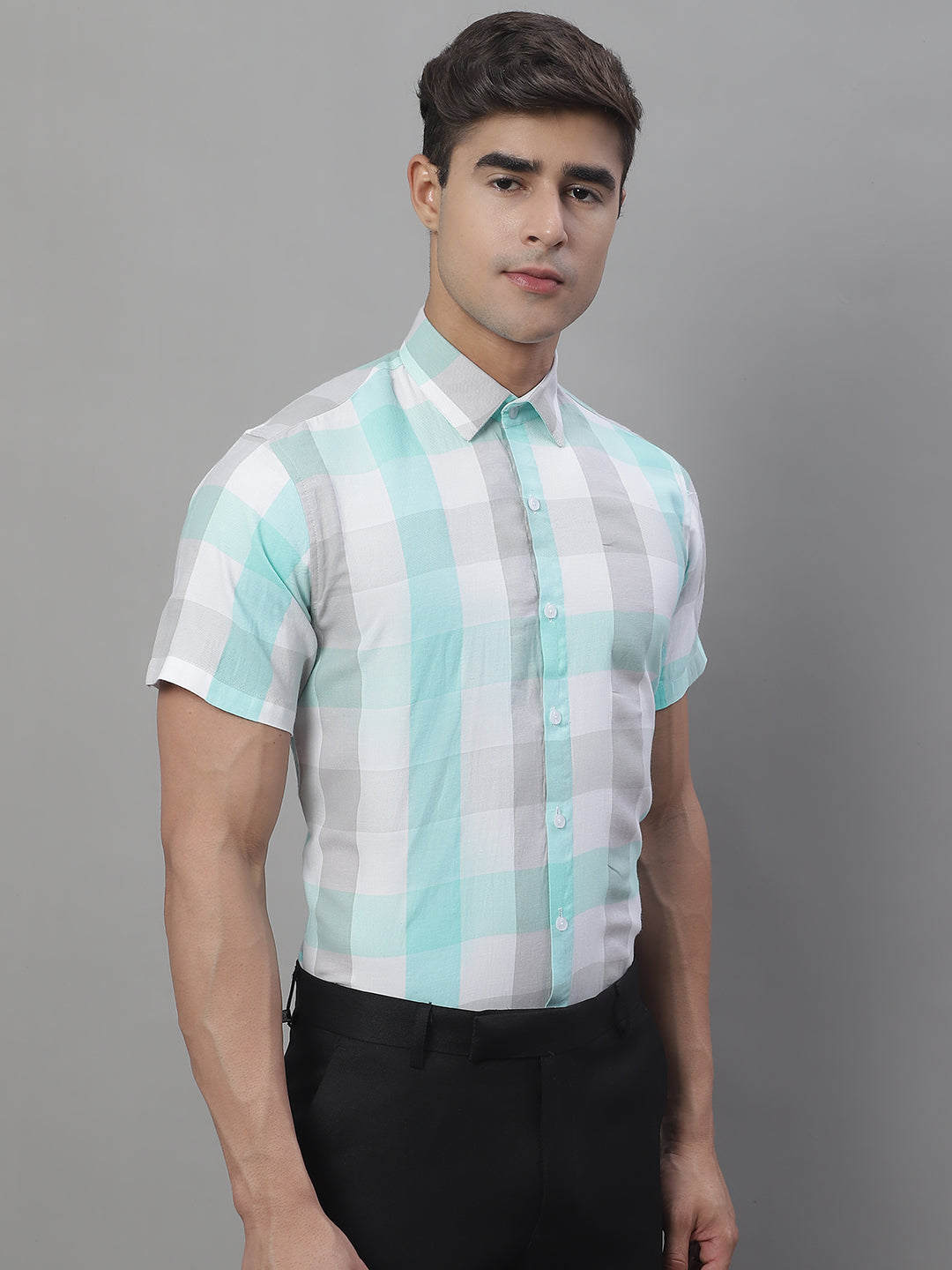 Men's Pure Cotton Checked Formal Shirts - Taantav