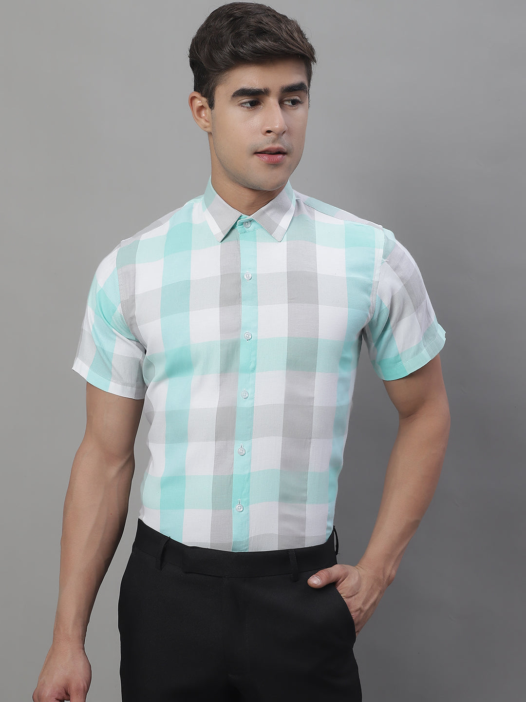 Men's Pure Cotton Checked Formal Shirts - Taantav