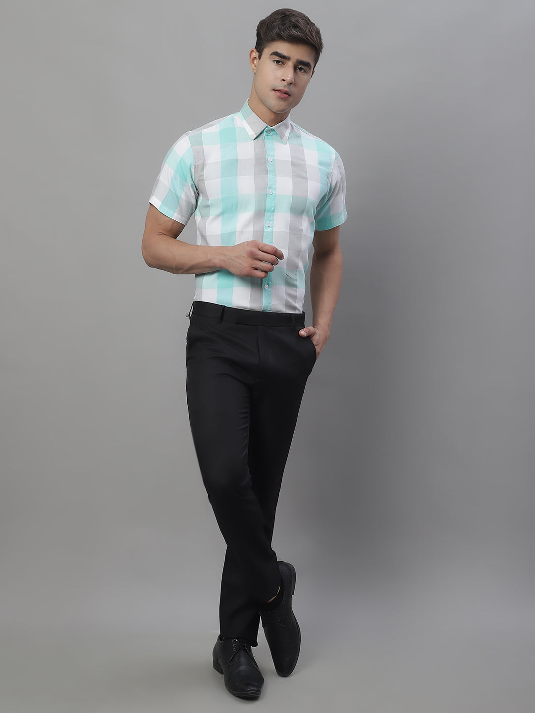 Men's Pure Cotton Checked Formal Shirts - Taantav