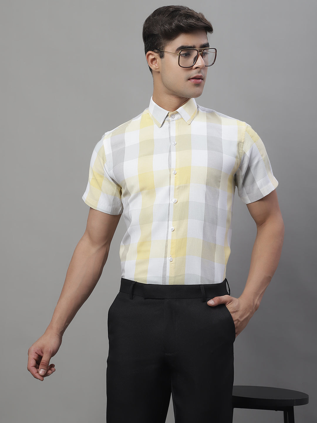 Men's Pure Cotton Checked Formal Shirts - Taantav