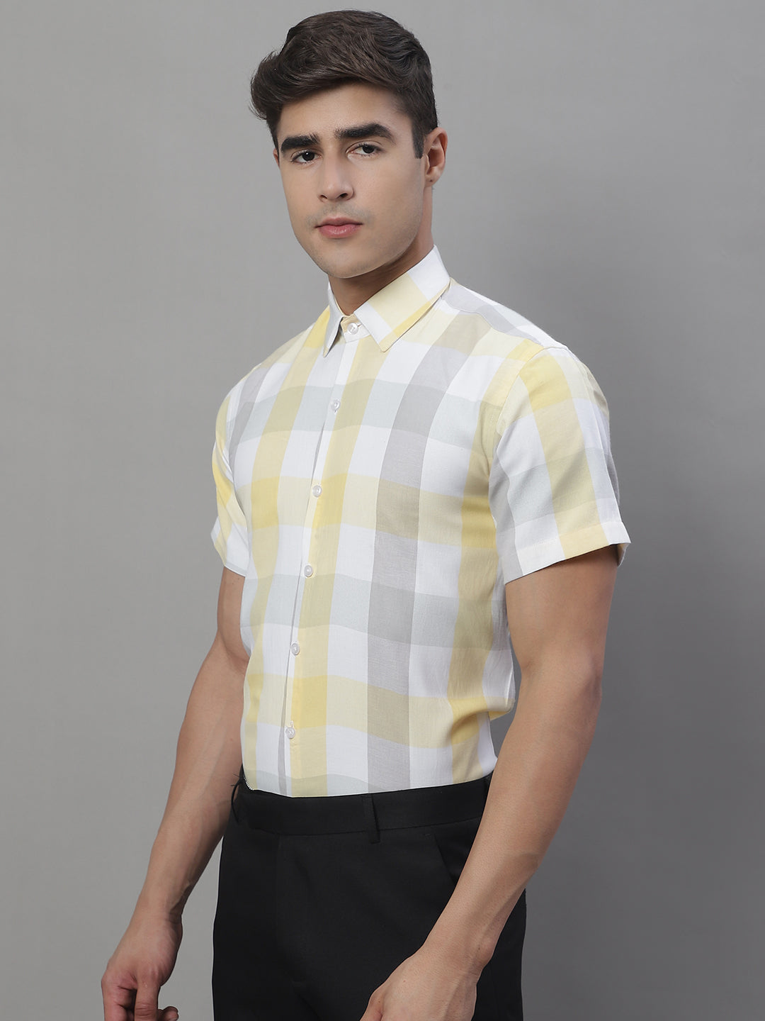 Men's Pure Cotton Checked Formal Shirts - Taantav