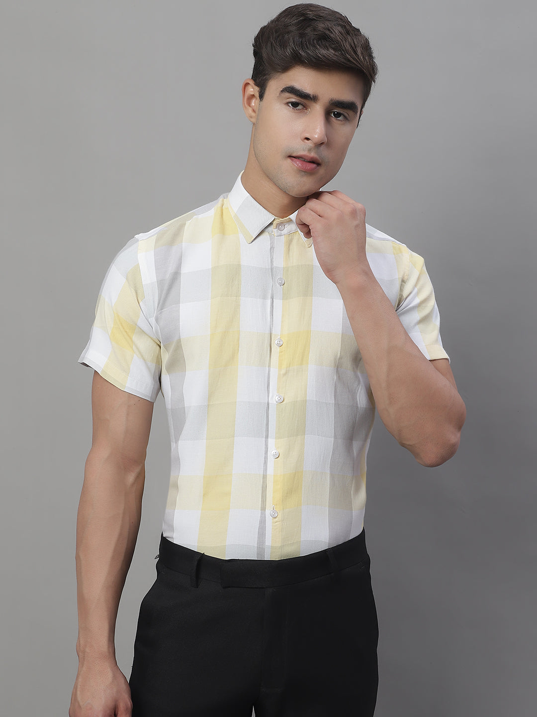 Men's Pure Cotton Checked Formal Shirts - Taantav