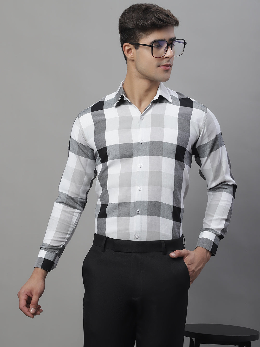 Men's Pure Cotton Checked Formal Shirts - Taantav