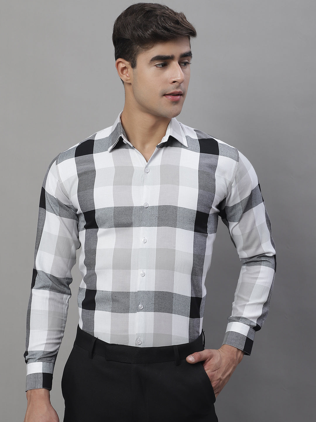 Men's Pure Cotton Checked Formal Shirts - Taantav