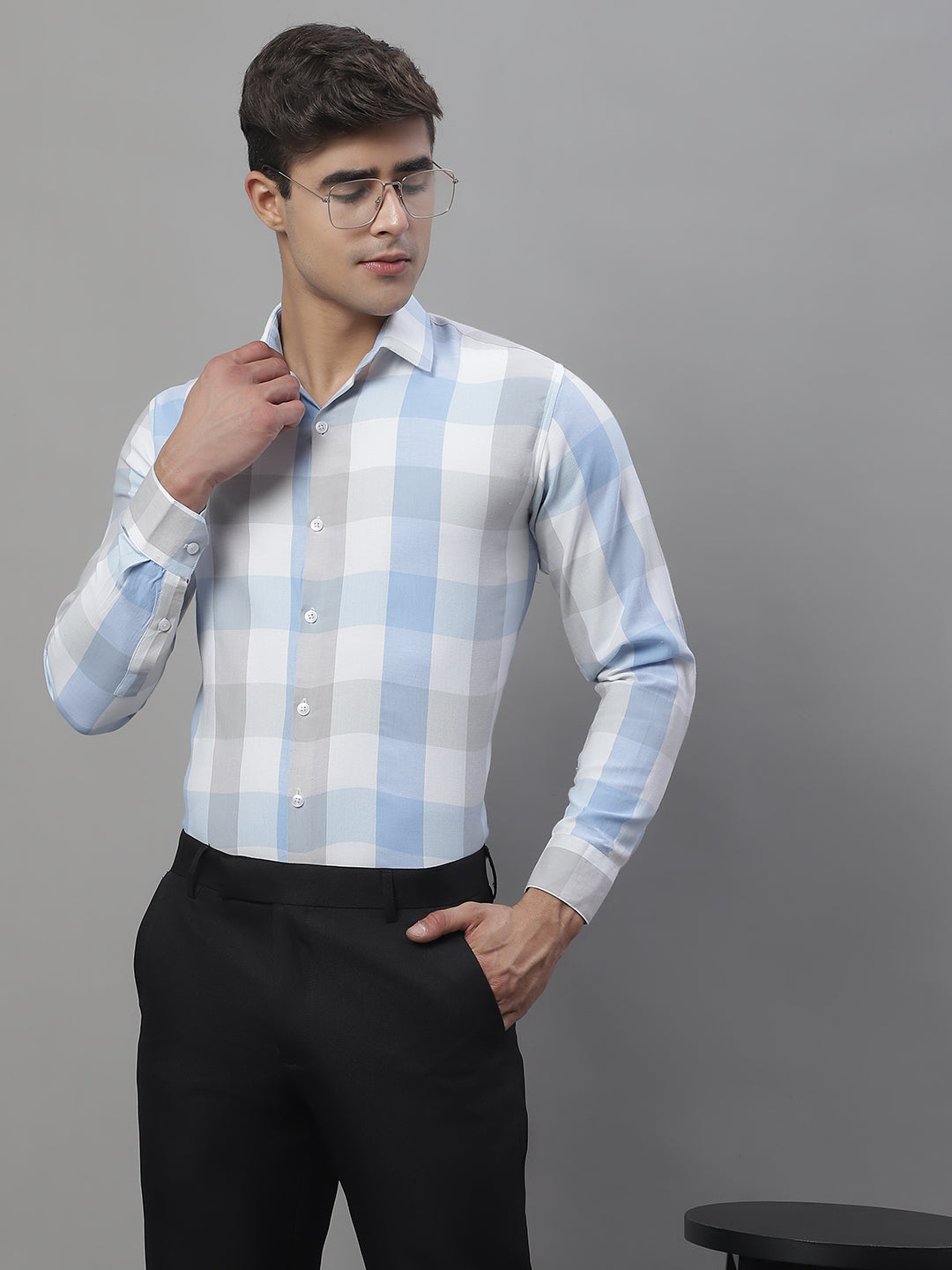 Men's Pure Cotton Checked Formal Shirts - Taantav