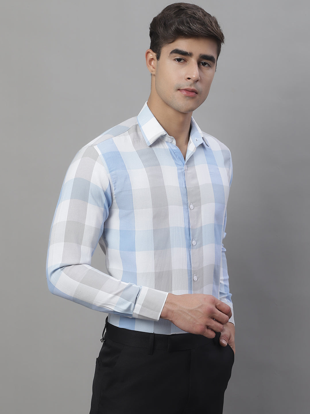 Men's Pure Cotton Checked Formal Shirts - Taantav