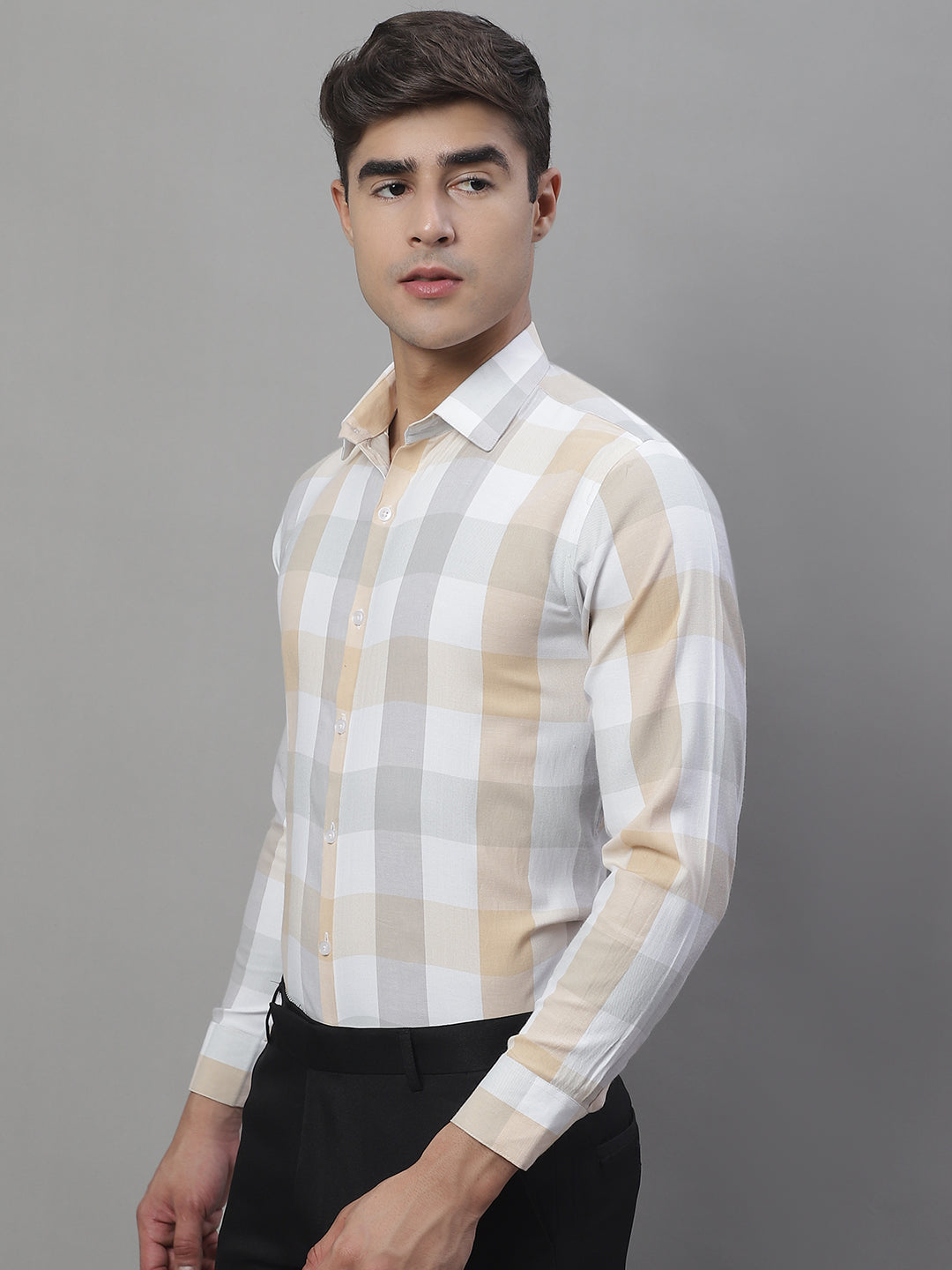 Men's Pure Cotton Checked Formal Shirts - Taantav