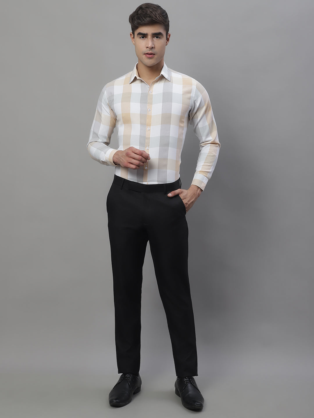 Men's Pure Cotton Checked Formal Shirts - Taantav