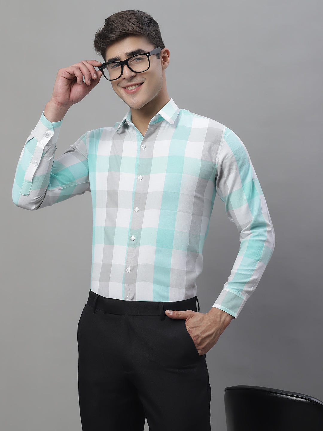 Men's Pure Cotton Checked Formal Shirts - Taantav