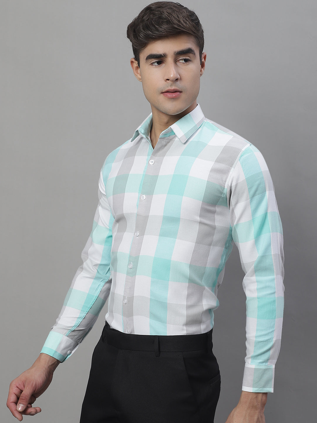 Men's Pure Cotton Checked Formal Shirts - Taantav