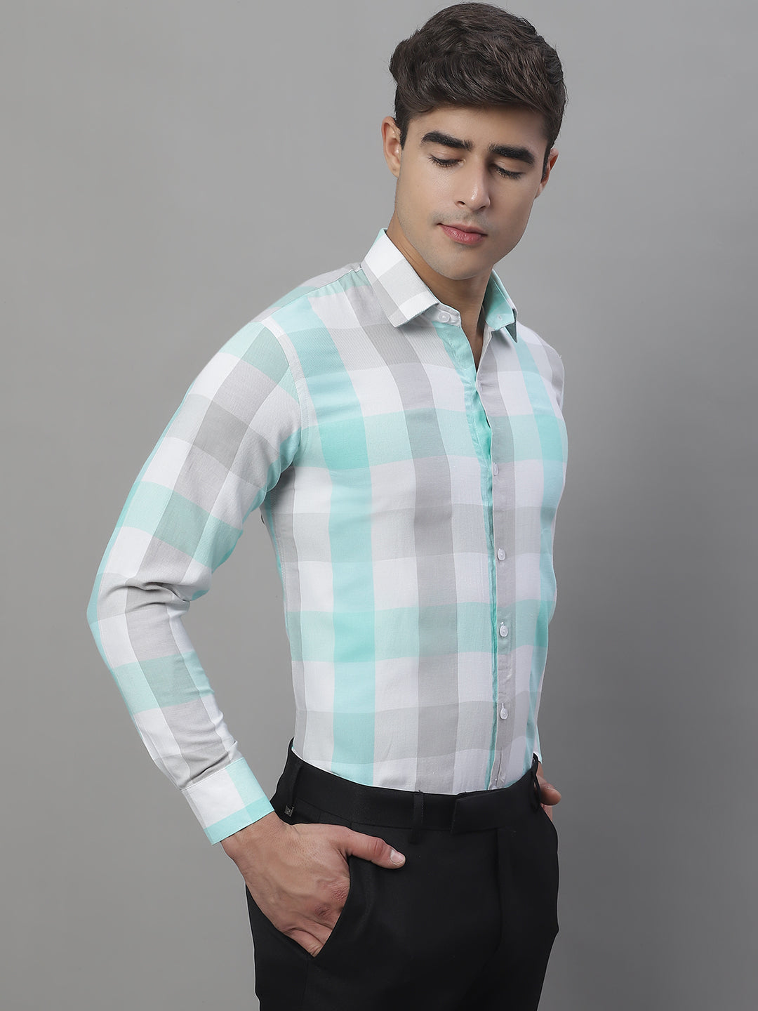 Men's Pure Cotton Checked Formal Shirts - Taantav