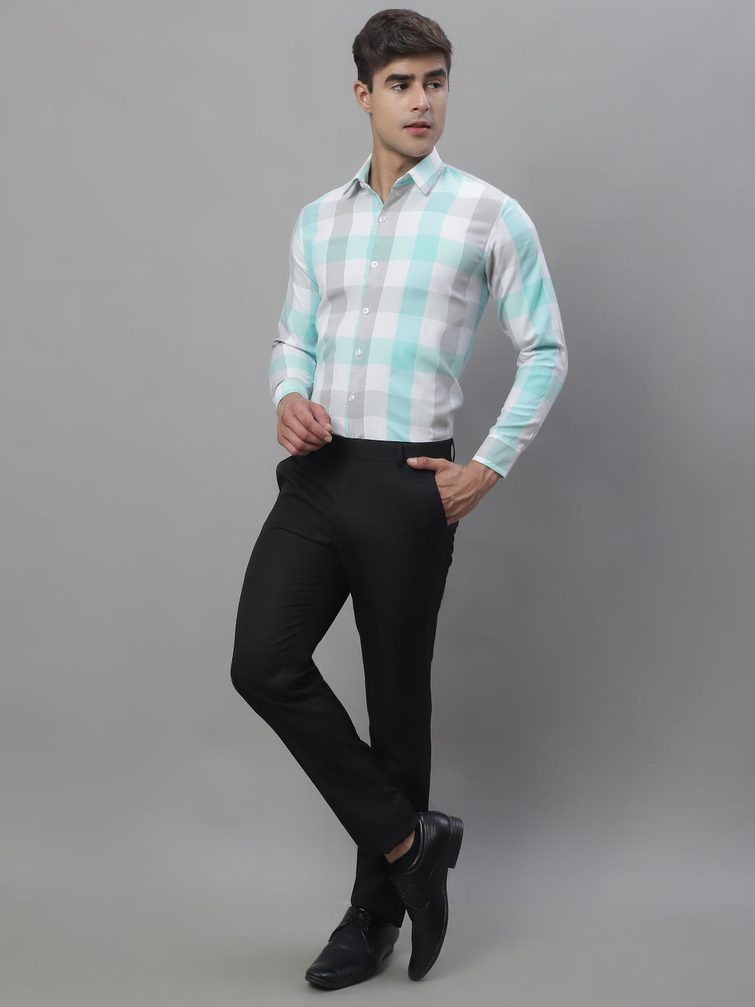 Men's Pure Cotton Checked Formal Shirts - Taantav