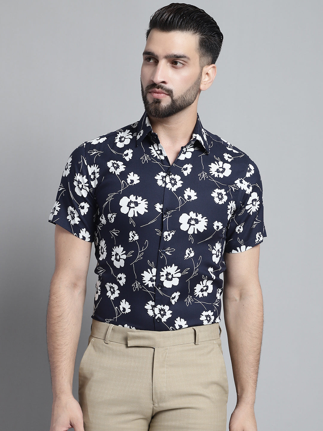 Men's Floral Printed Formal Shirt - Taantav