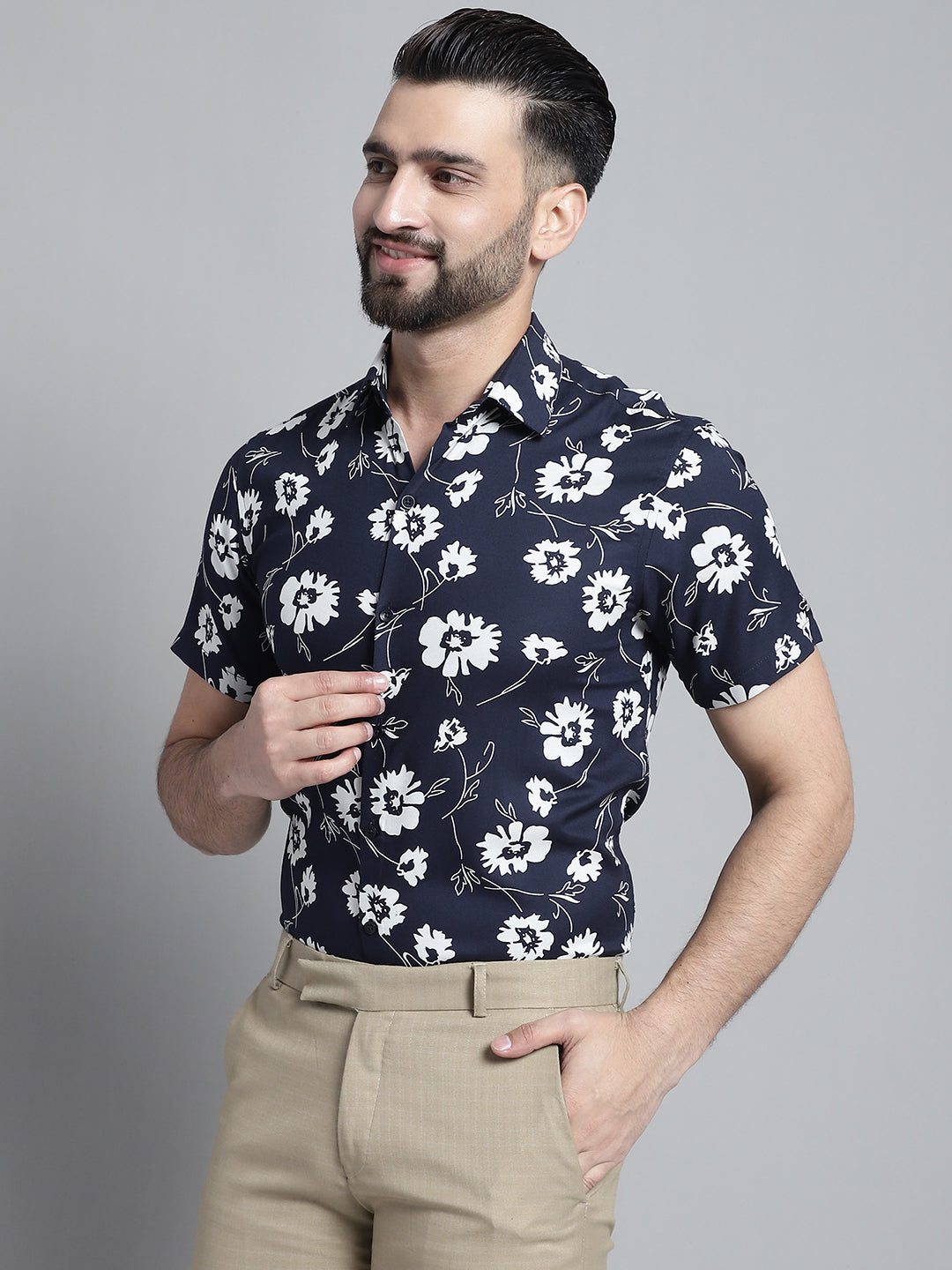 Men's Floral Printed Formal Shirt - Taantav