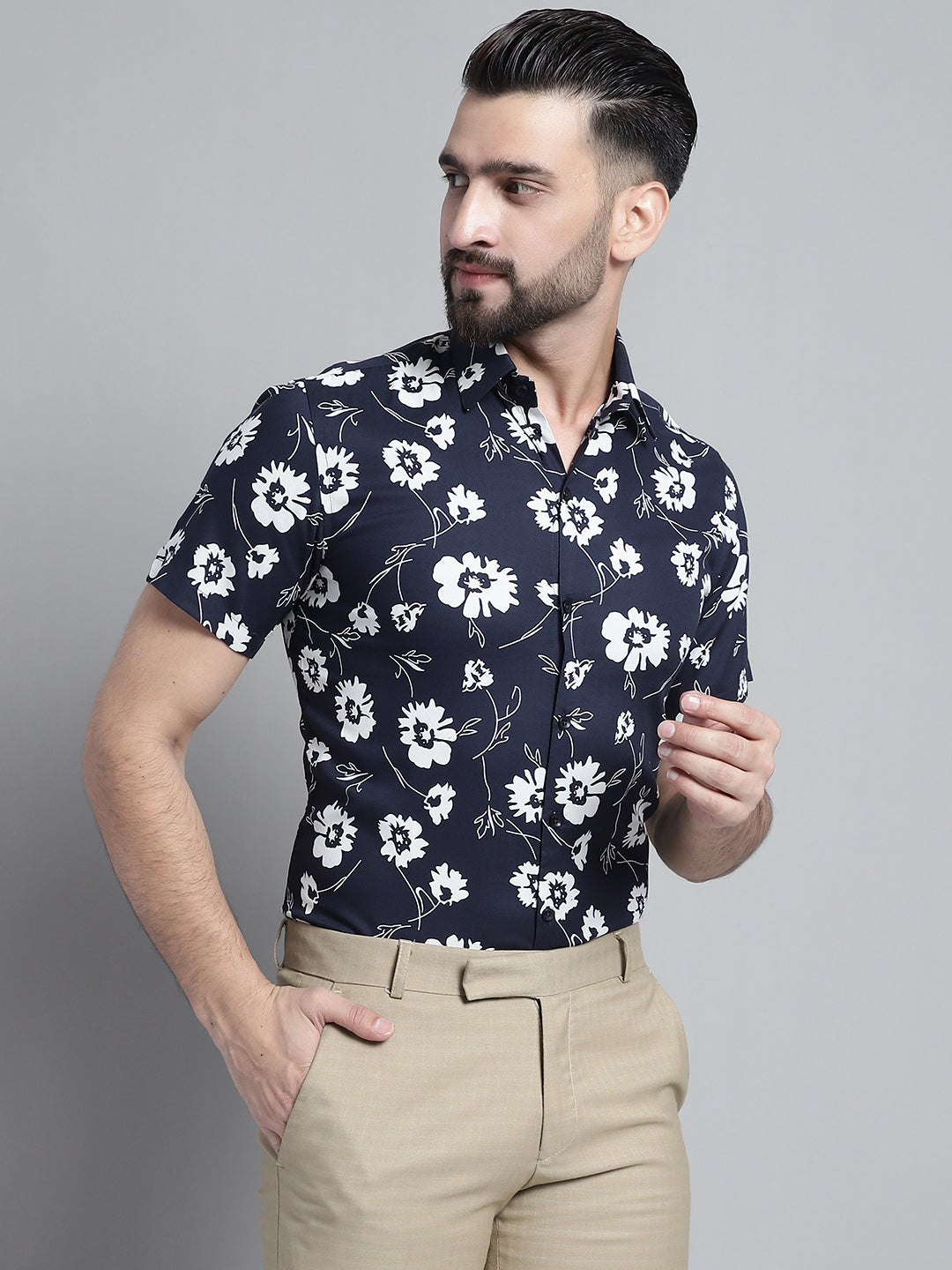 Men's Floral Printed Formal Shirt - Taantav