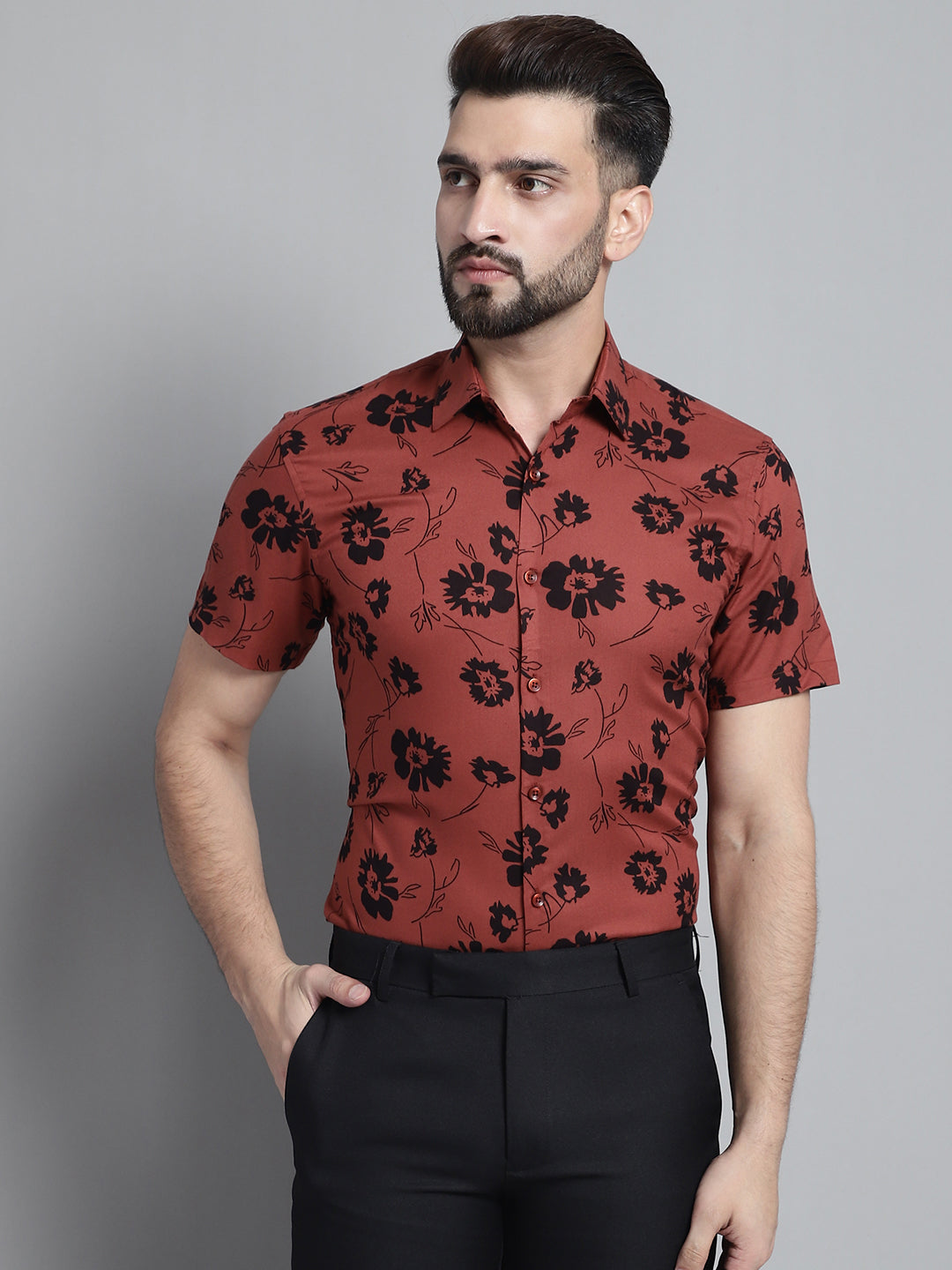 Men's Floral Printed Formal Shirt - Taantav