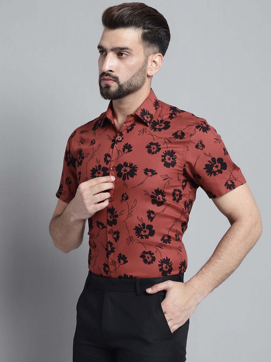 Men's Floral Printed Formal Shirt - Taantav