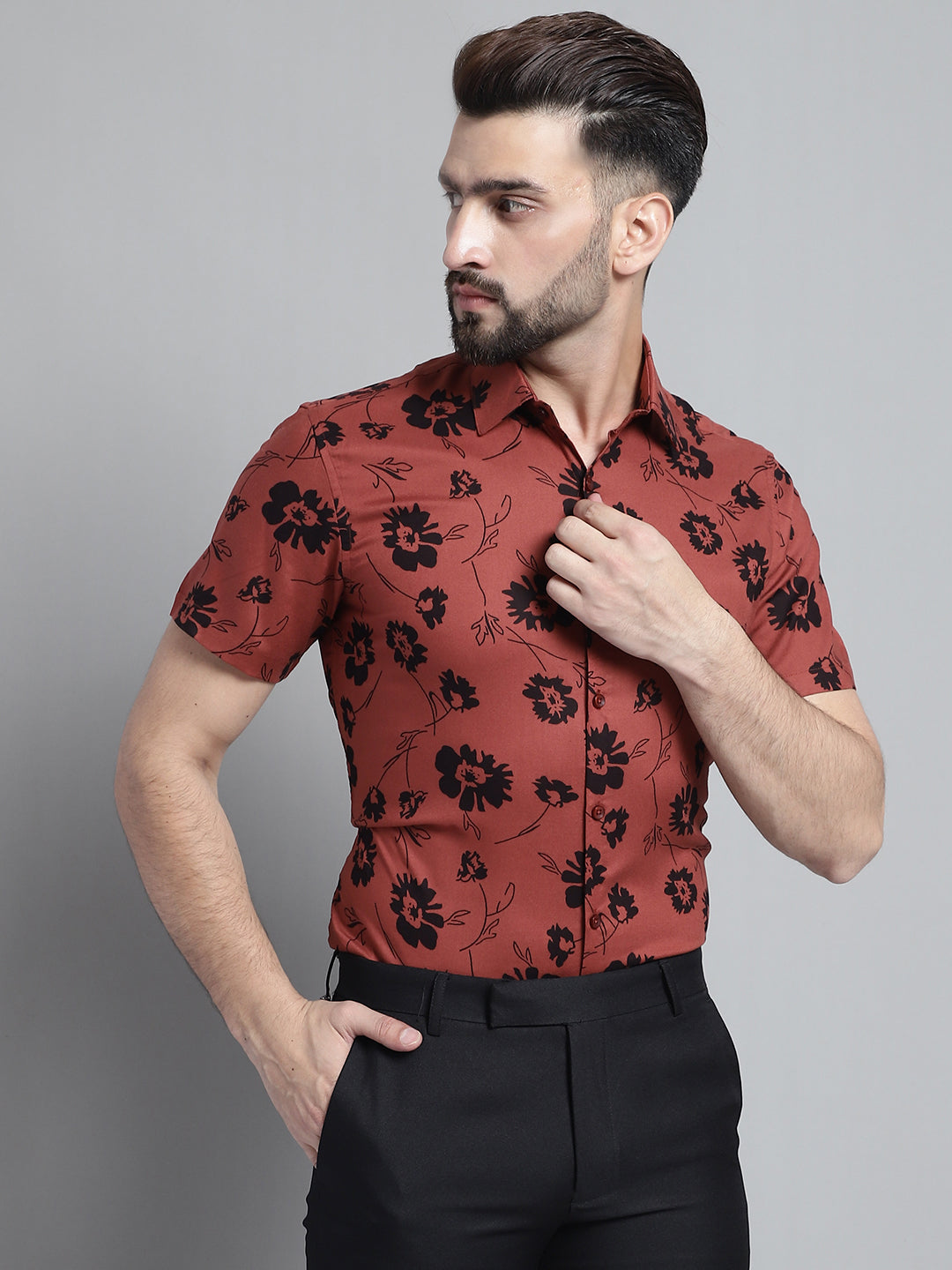 Men's Floral Printed Formal Shirt - Taantav