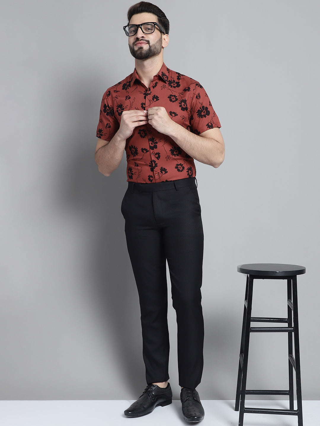 Men's Floral Printed Formal Shirt - Taantav