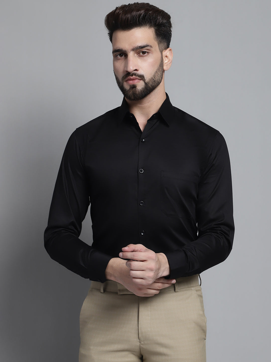 Men's Cotton Solid Formal Shirt - Taantav