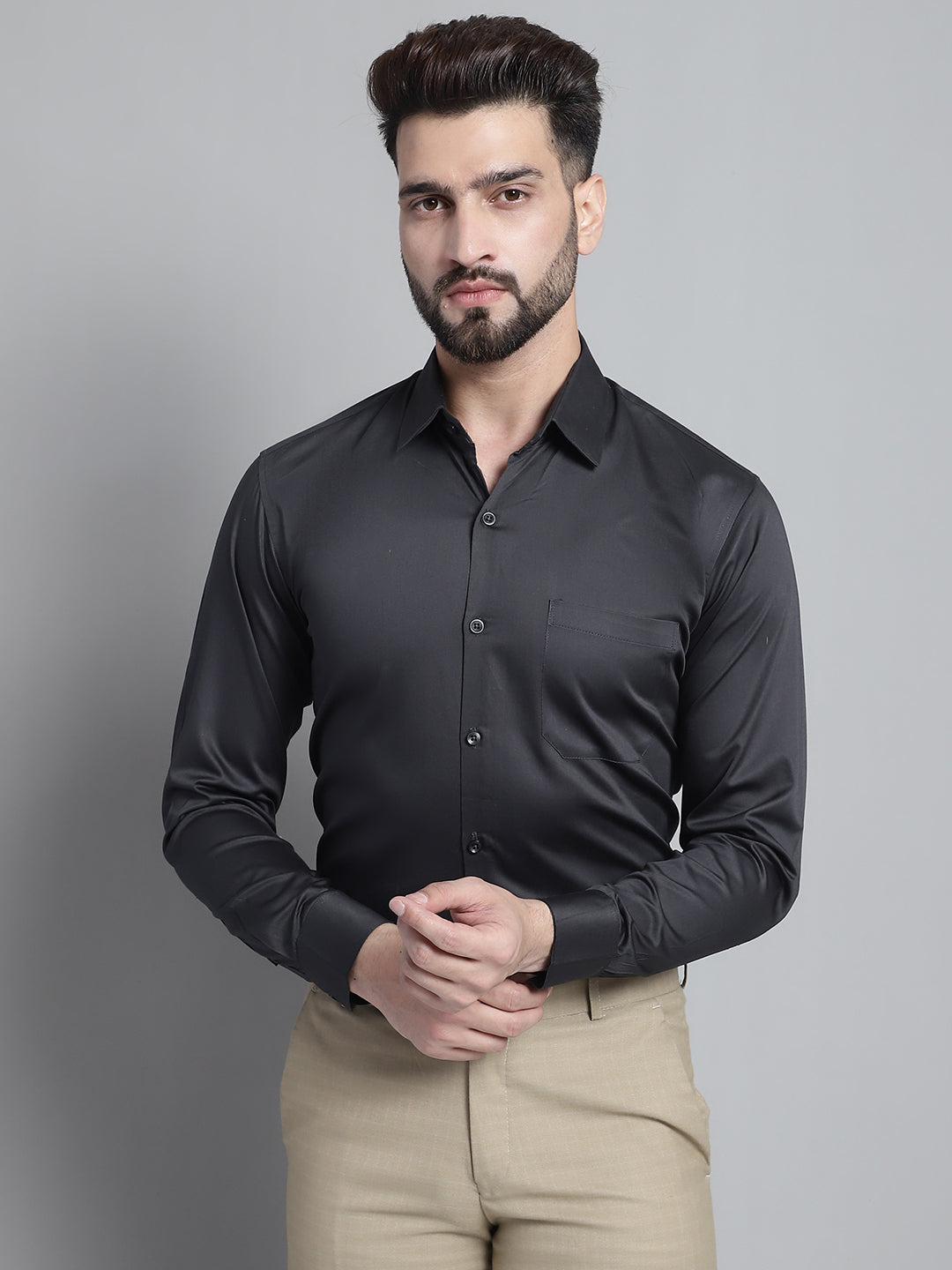 Men's Cotton Solid Formal Shirt - Taantav