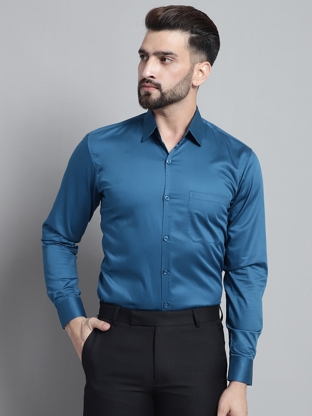 Men's Cotton Solid Formal Shirt - Taantav