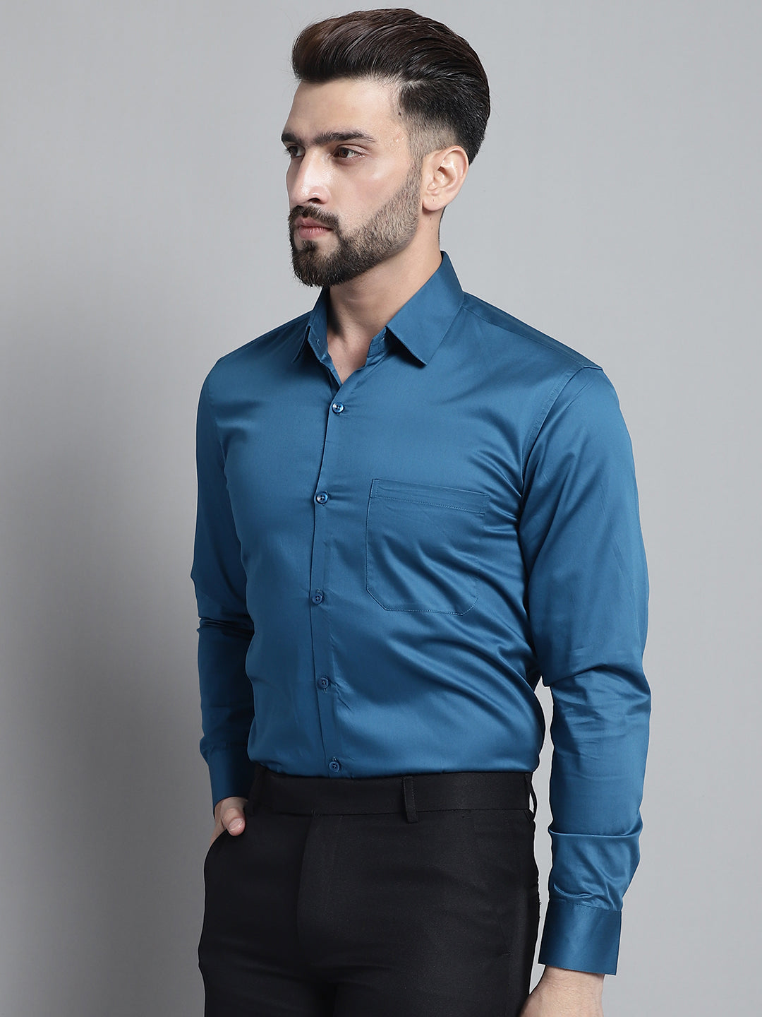 Men's Cotton Solid Formal Shirt - Taantav