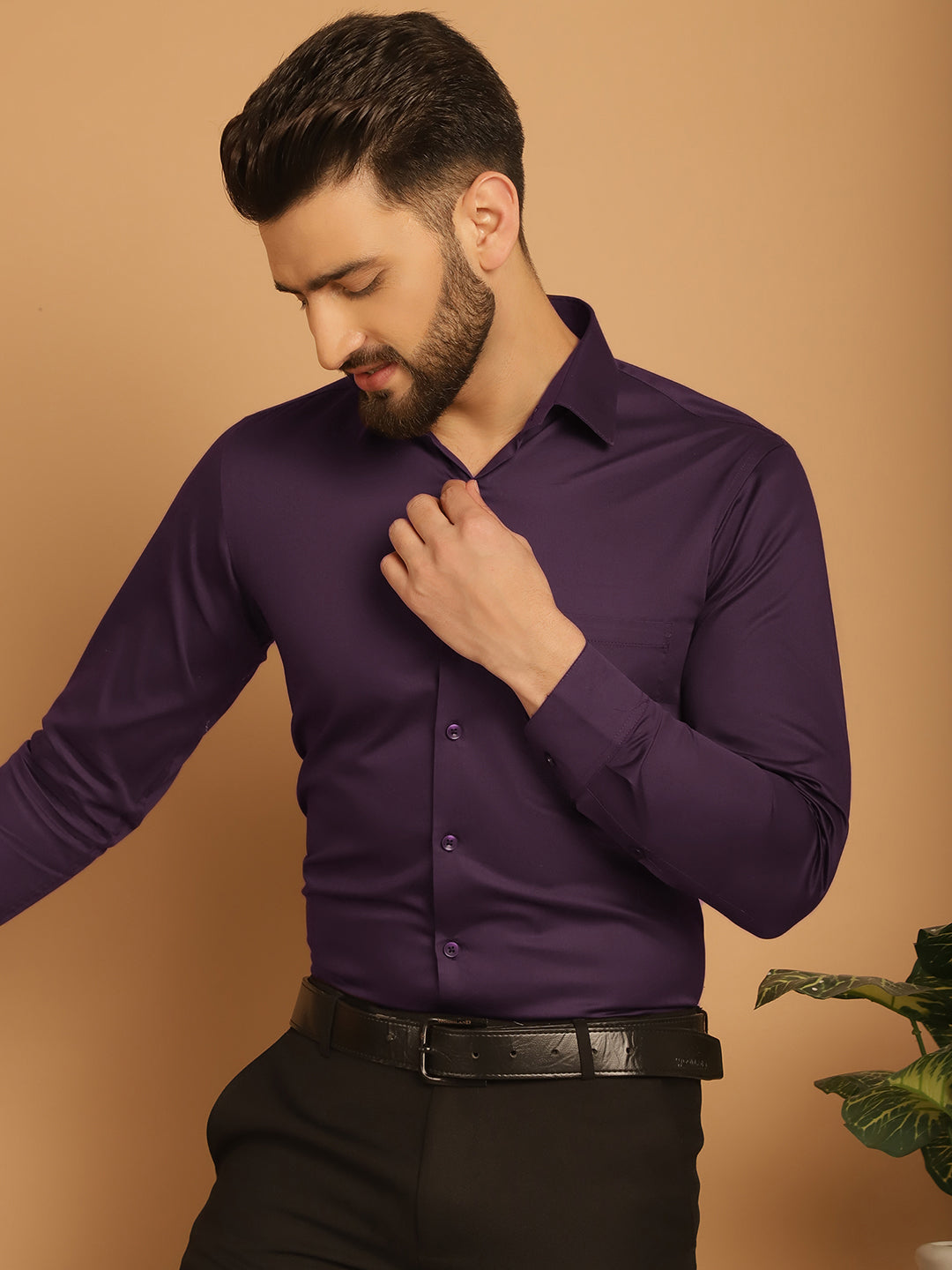 Men's Cotton Solid Formal Shirt - Taantav