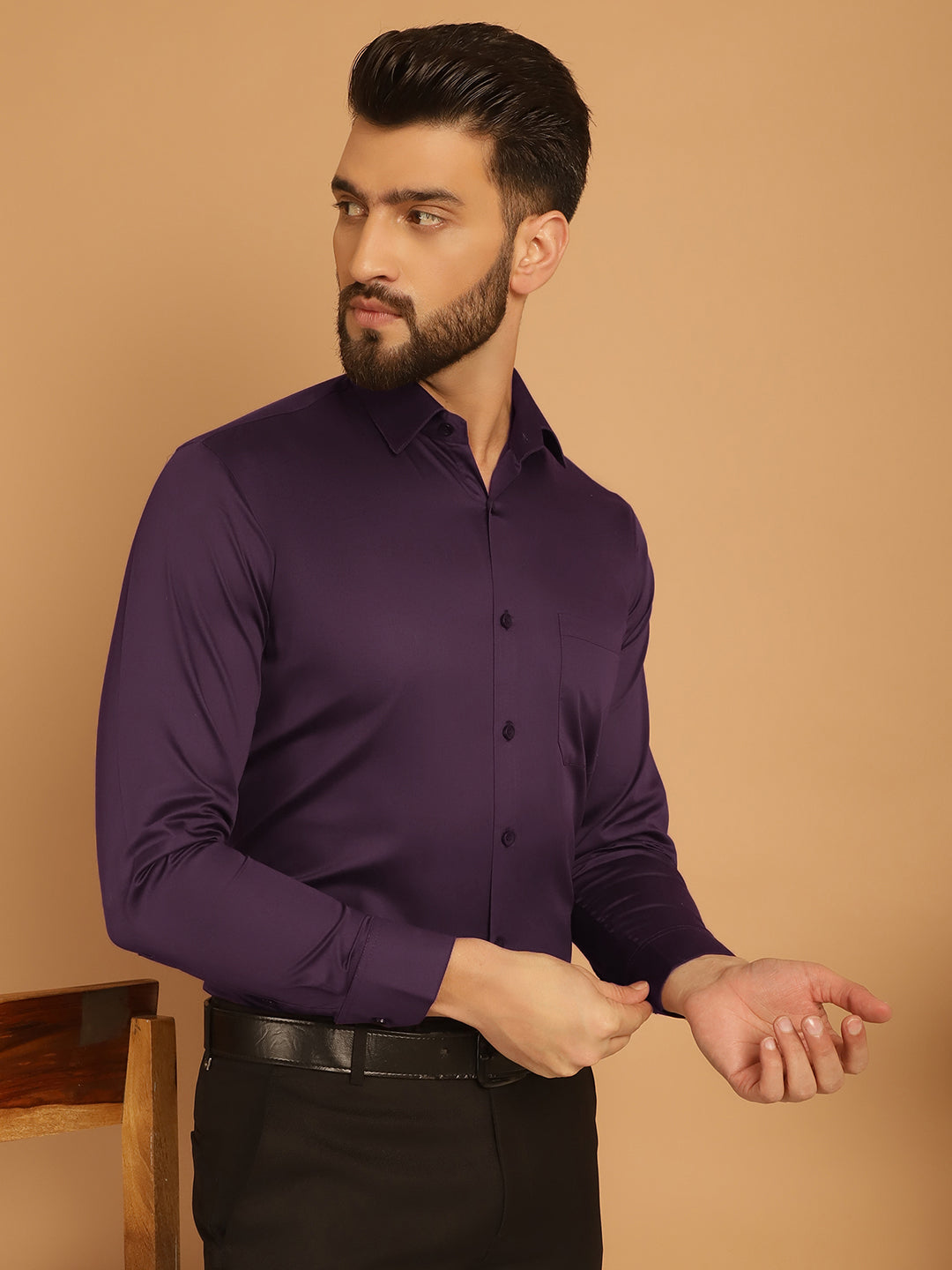 Men's Cotton Solid Formal Shirt - Taantav