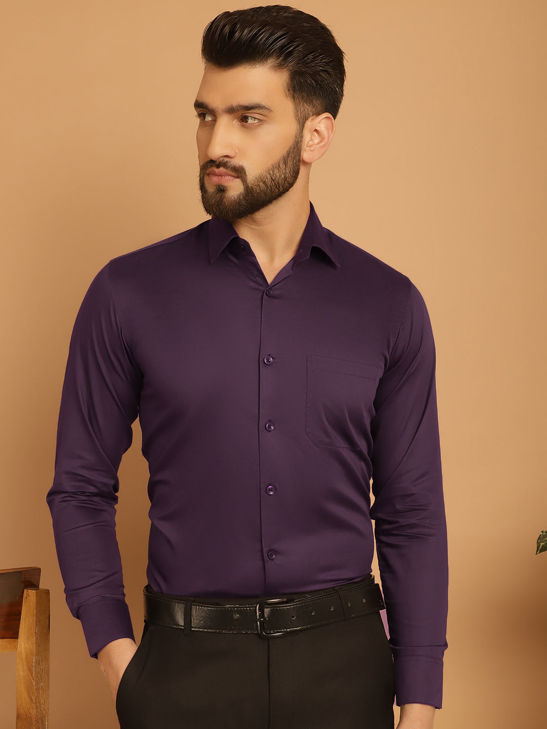 Men's Cotton Solid Formal Shirt - Taantav