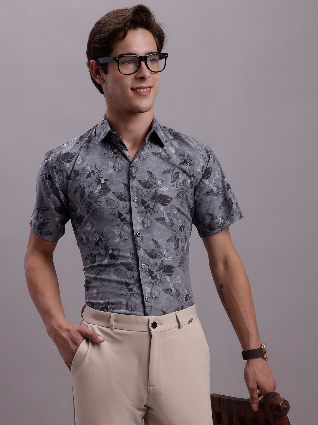 Men's Floral Printed Formal Shirt - Taantav