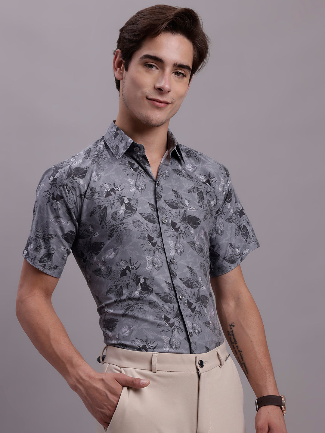 Men's Floral Printed Formal Shirt - Taantav