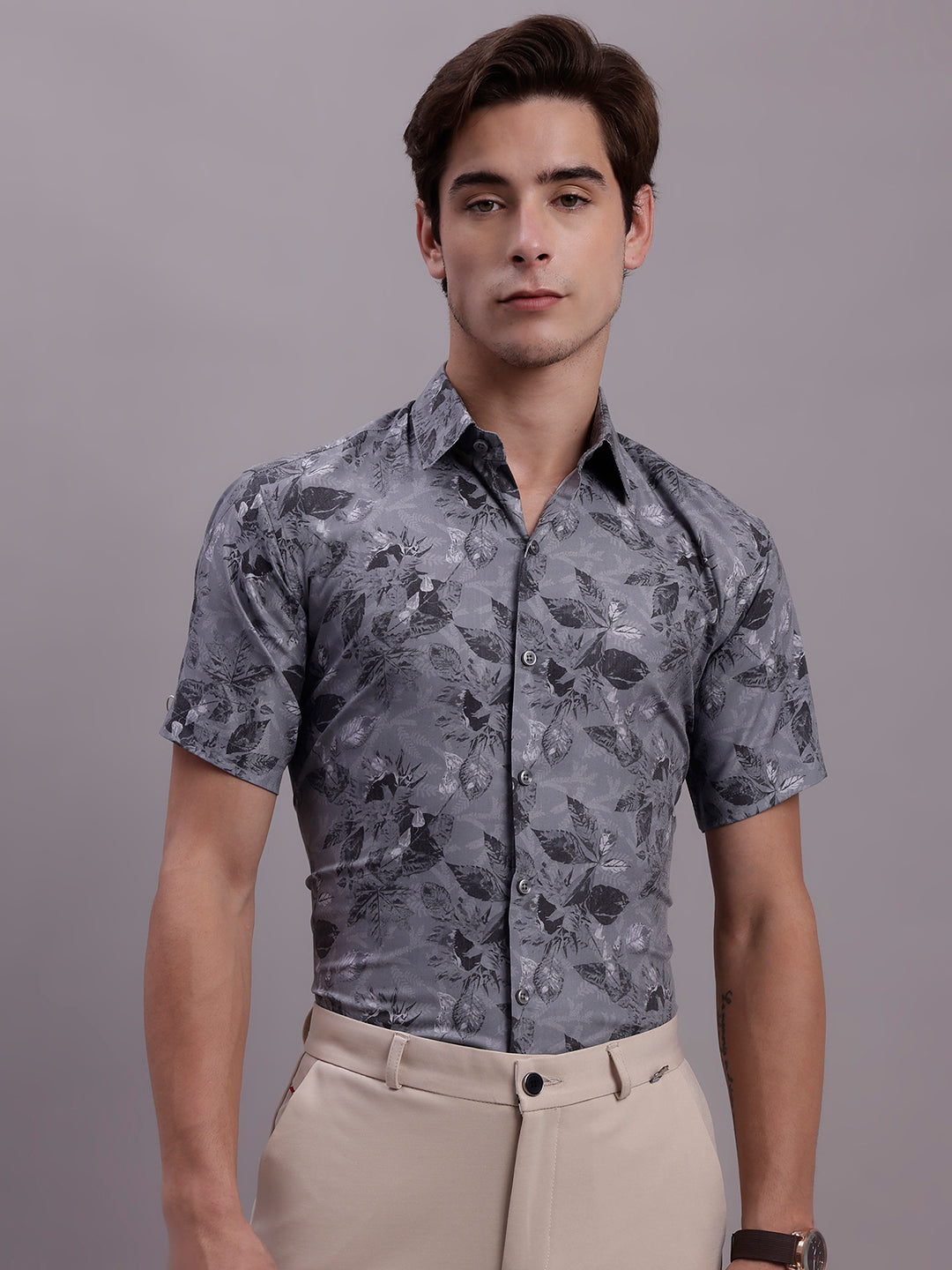 Men's Floral Printed Formal Shirt - Taantav