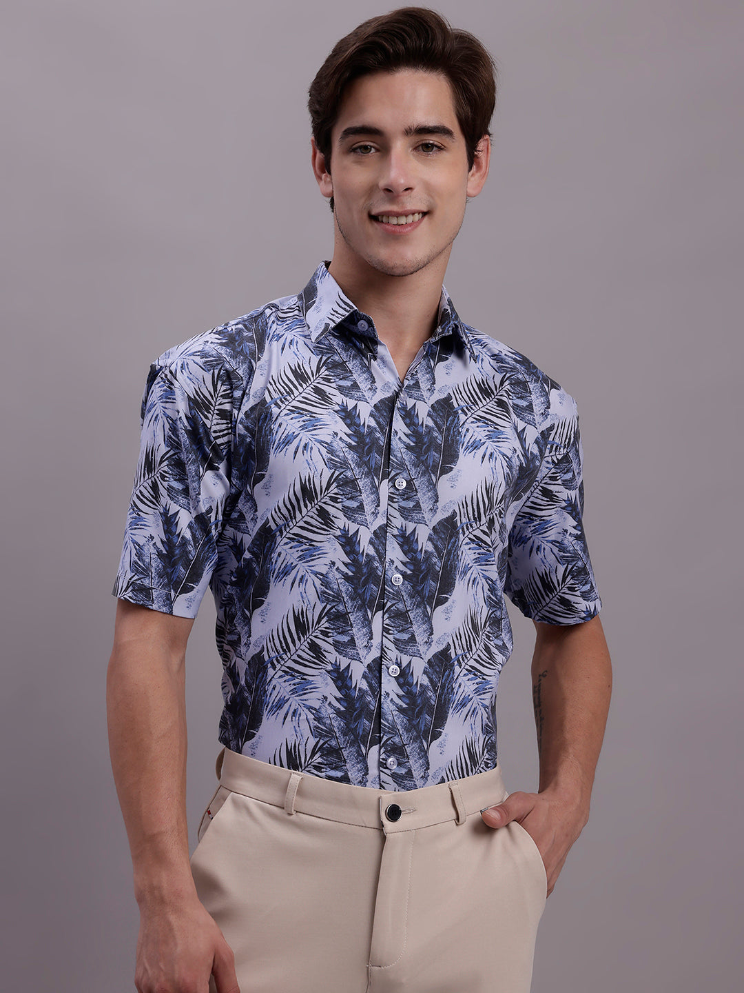 Men's Floral Printed Formal Shirt - Taantav