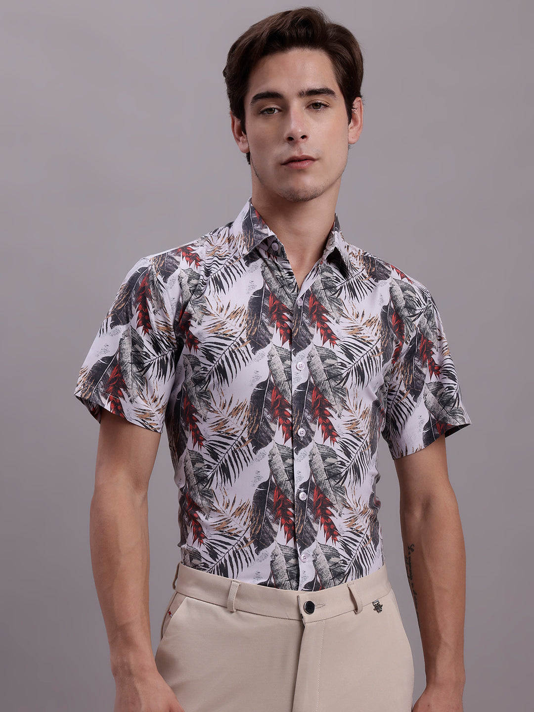 Men's Floral Printed Formal Shirt - Taantav