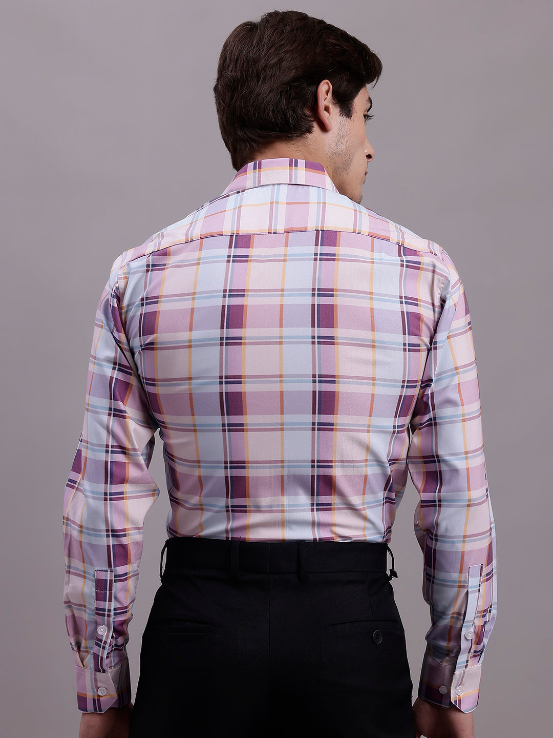 Men's Cotton Blend Checked Formal Shirt - Taantav