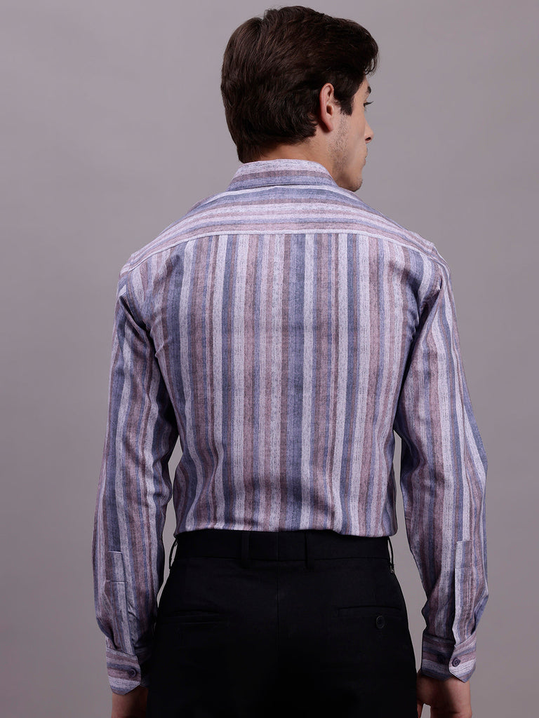 Men's Cotton Blend Striped Formal Shirt