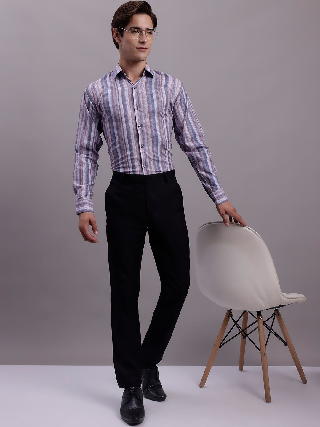 Men's Cotton Blend Striped Formal Shirt - Taantav