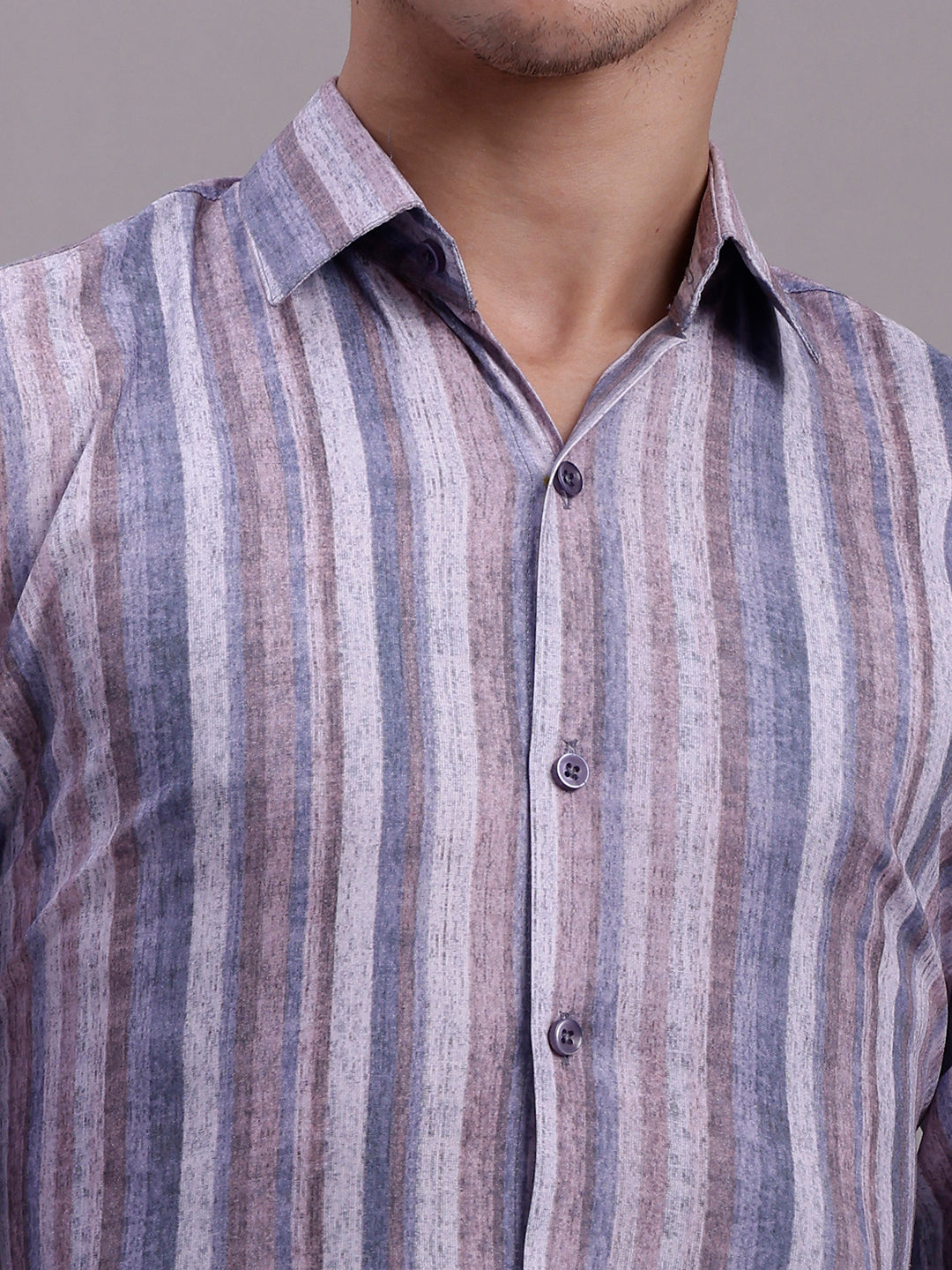 Men's Cotton Blend Striped Formal Shirt - Taantav