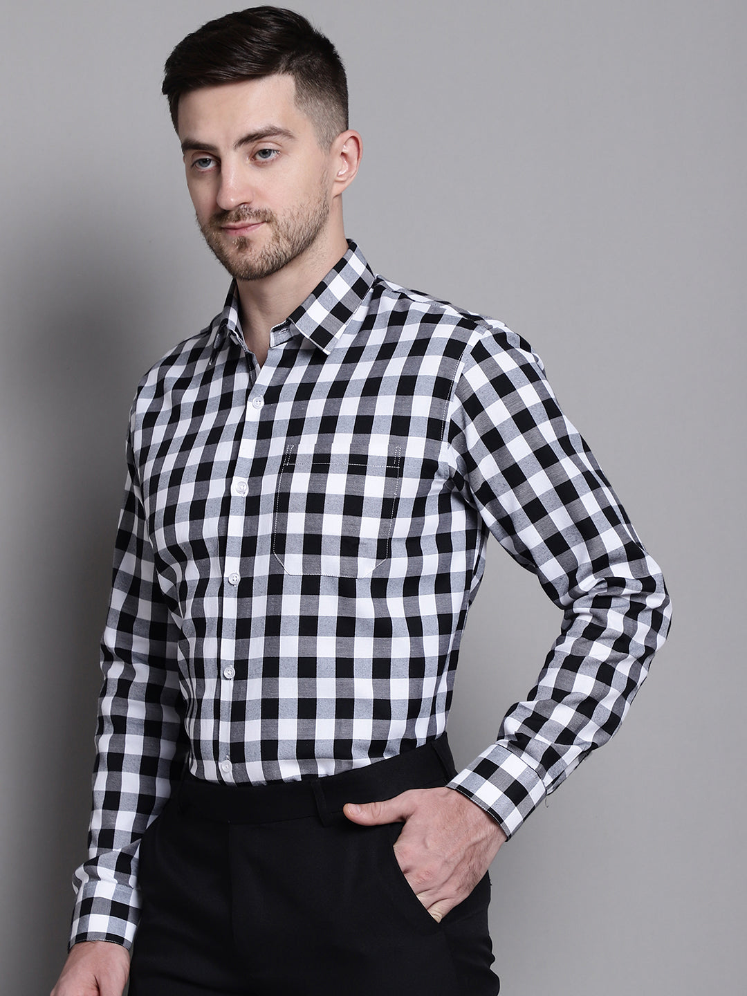 Men's Buffalo Check Formal Shirt - Taantav