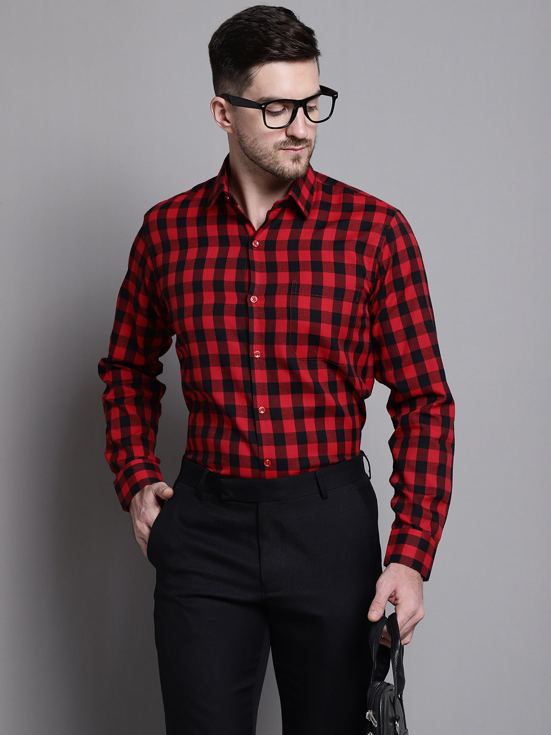 Men's Buffalo Check Formal Shirt - Taantav