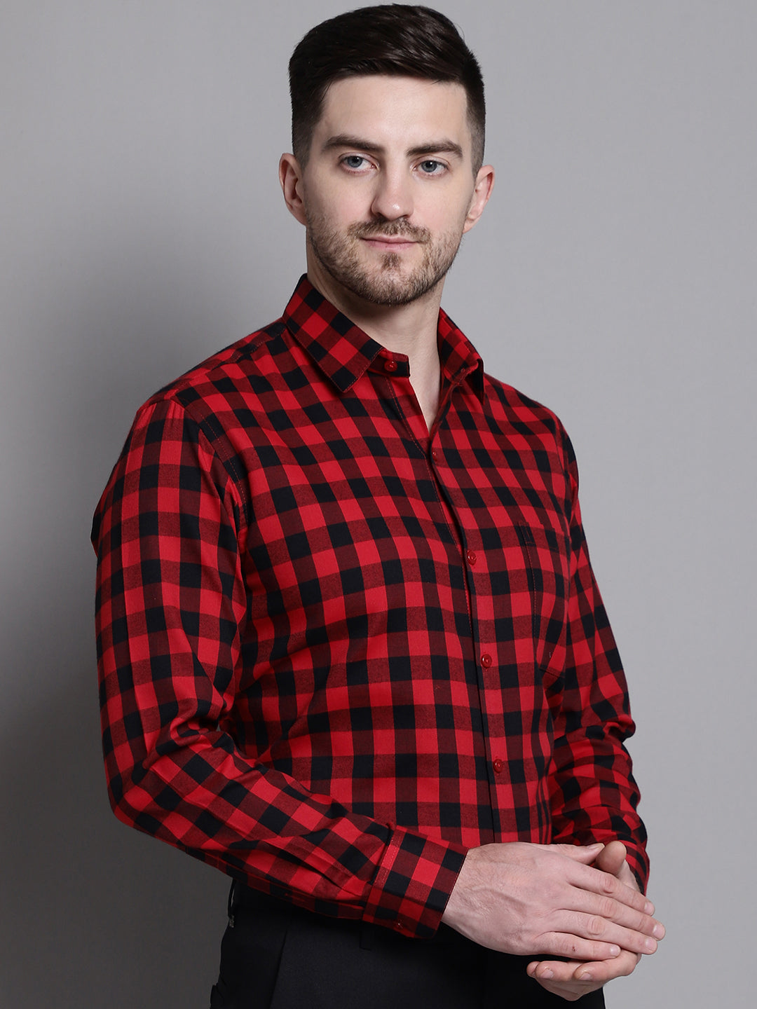 Men's Buffalo Check Formal Shirt - Taantav