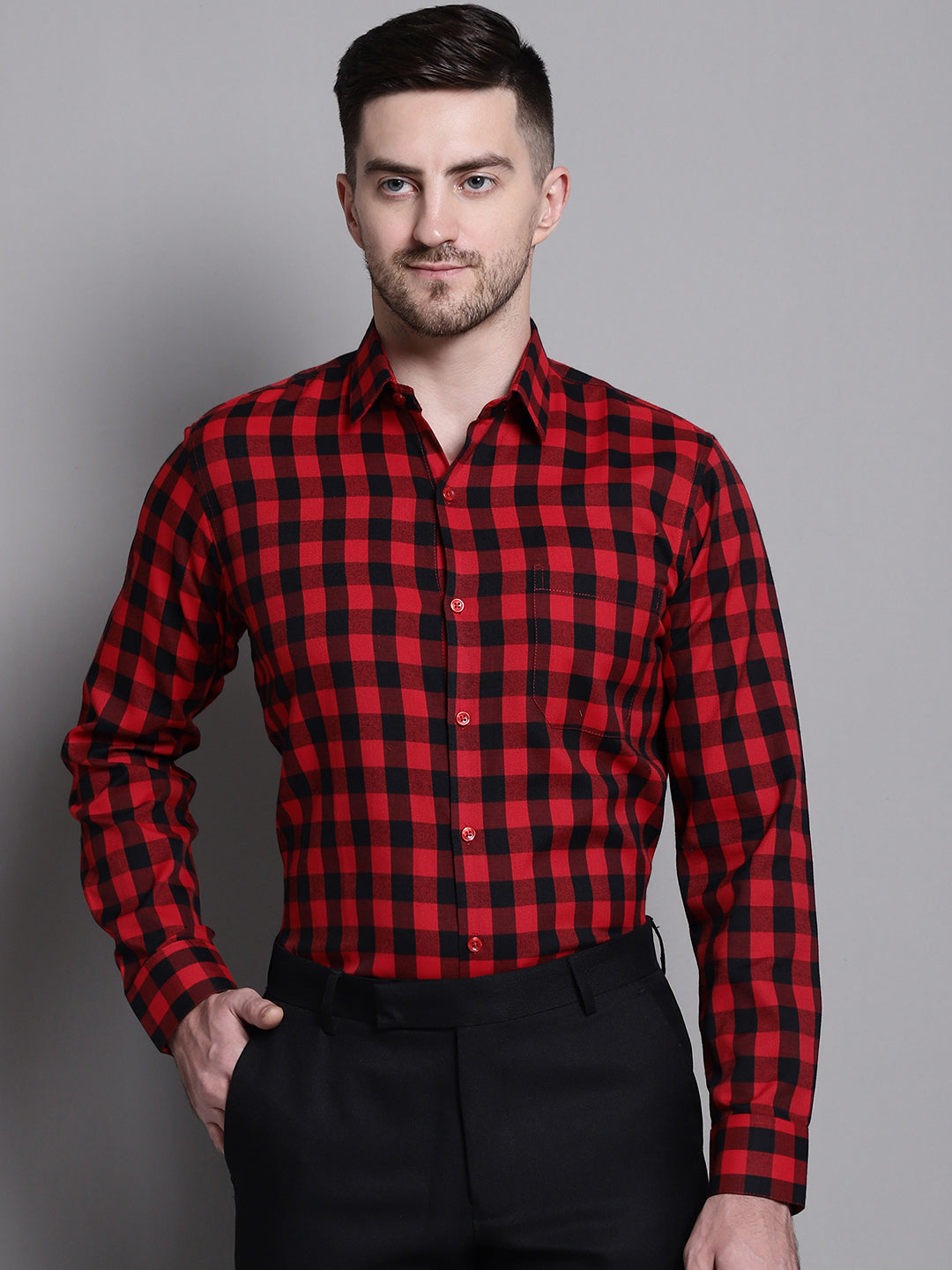 Men's Buffalo Check Formal Shirt - Taantav